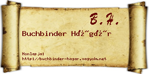 Buchbinder Hágár névjegykártya